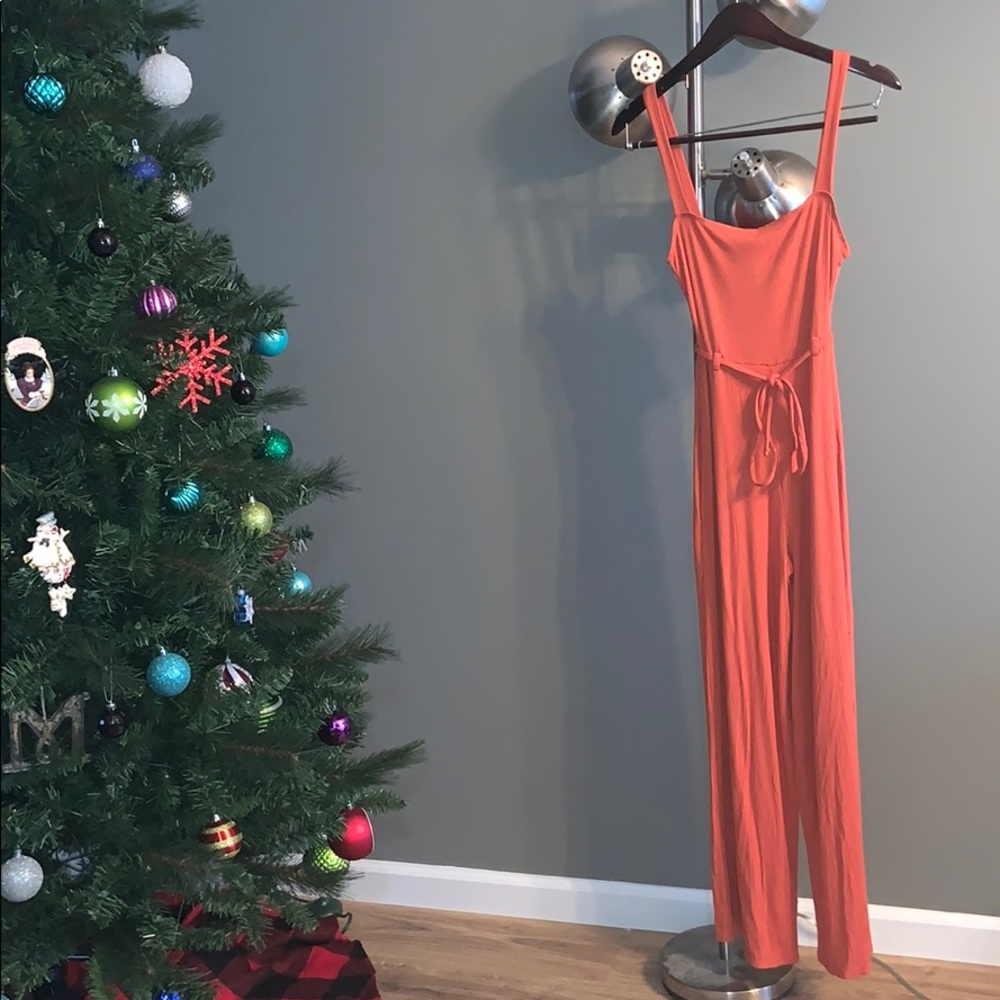 Forever 21 🆕 WT Ribbed wide leg jumpsuit, rust